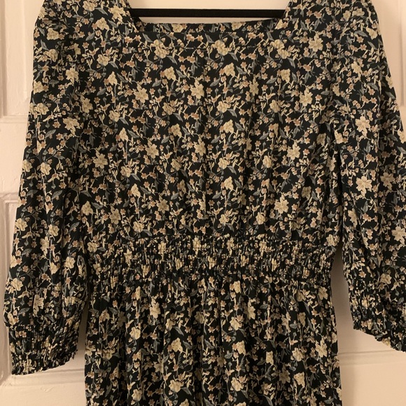 Long Sleeved, Navy Blue Prairie Style Dress - Picture 2 of 3